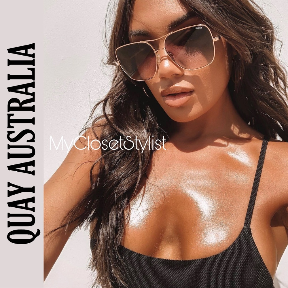QUAY Pink Gold Sexy Sunglasses Peach Mirror New